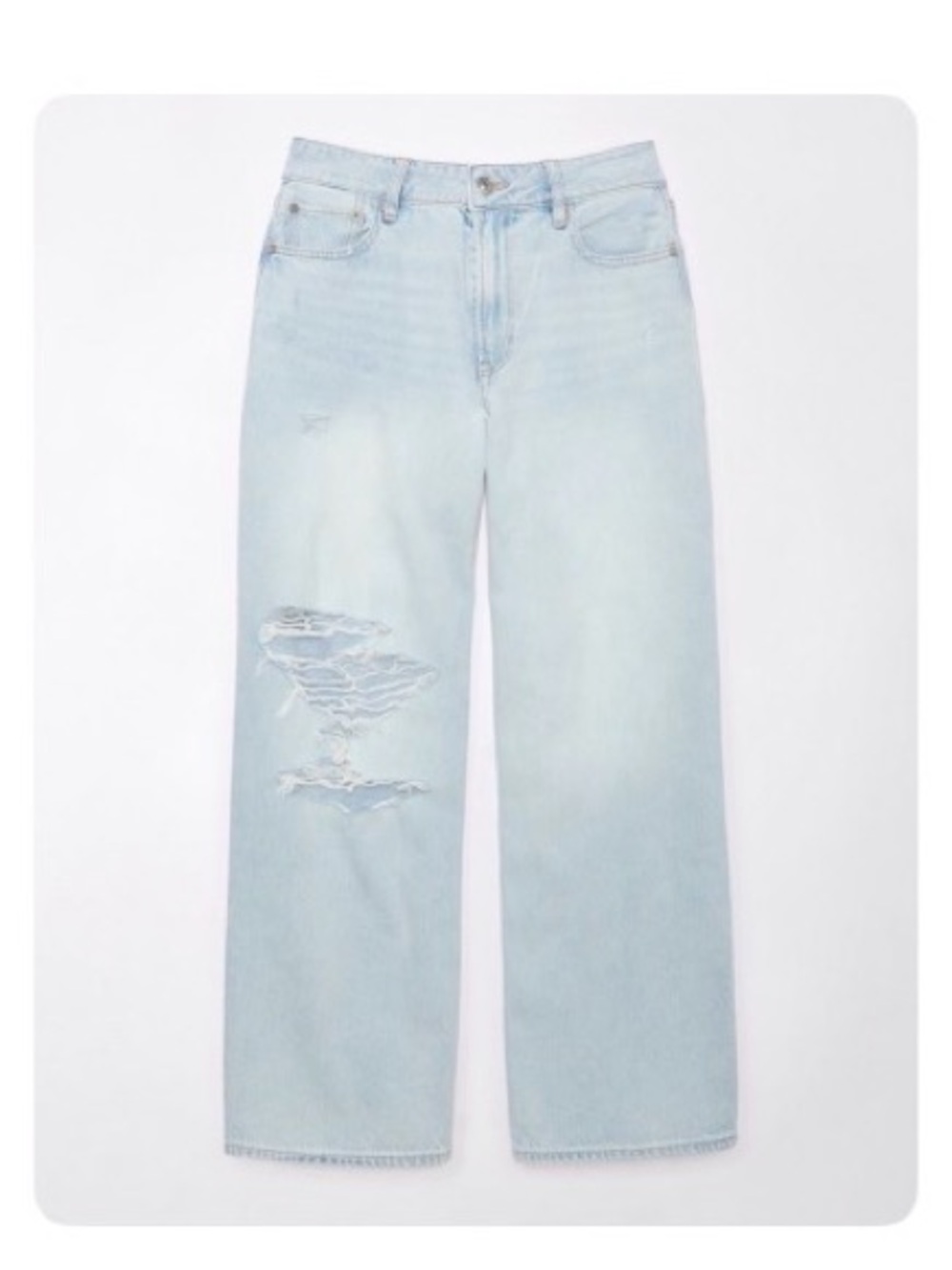 American Eagle Outfitters Light Blue Distressed Straight-Leg Jeans